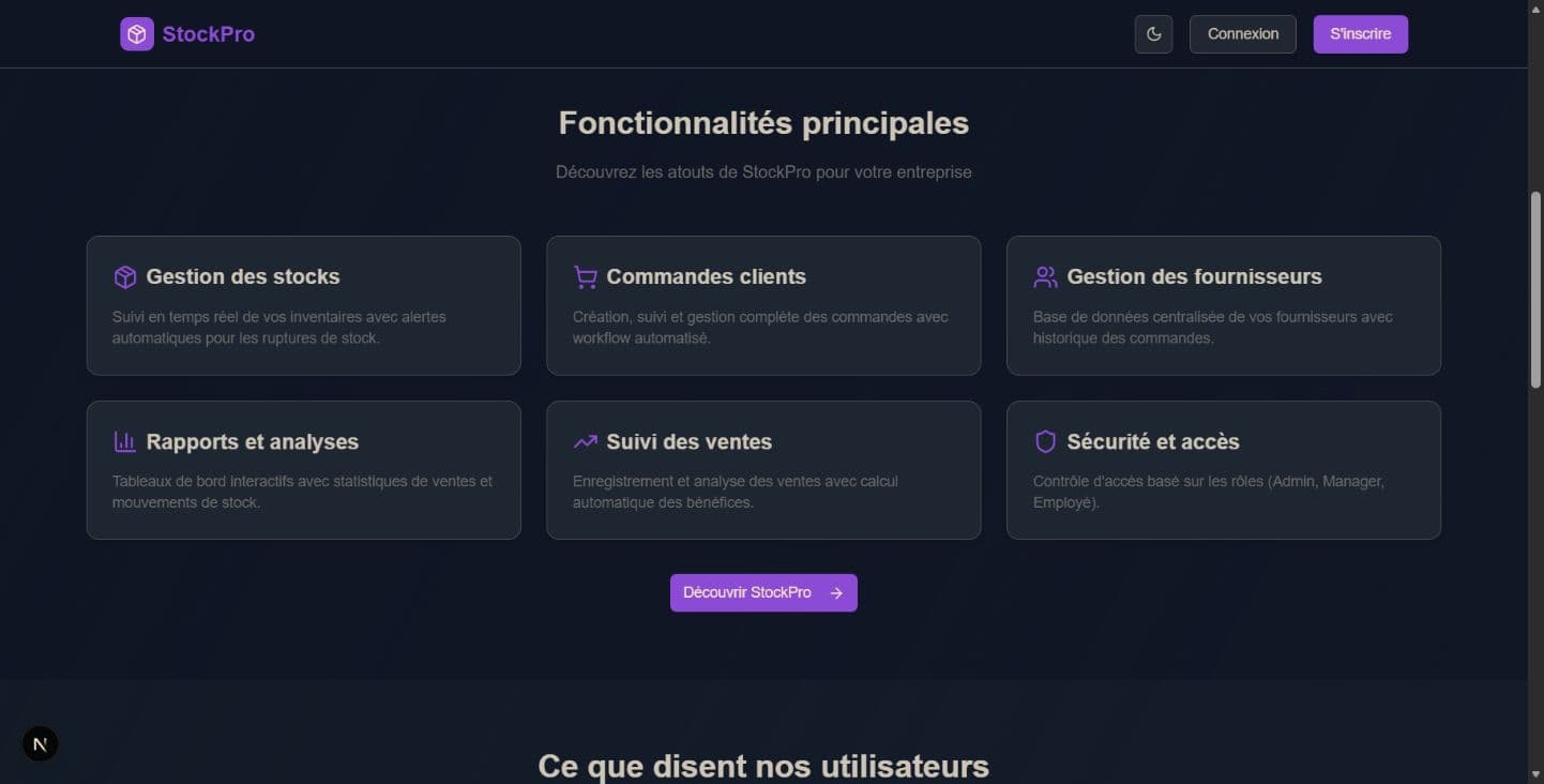 Présentation des principales fonctionnalités de gestion proposées par StockPro
